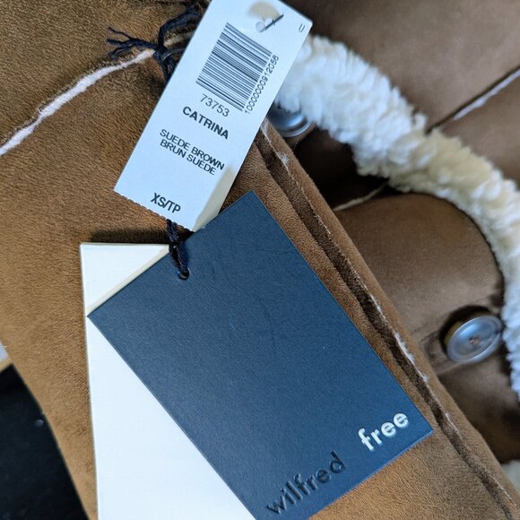 NWT Aritzia Wilfred Free Brown Faux Suede Catrina sherpa jacket Size XS - Picture 5 of 15